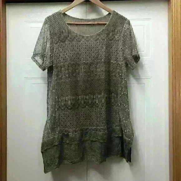 Shiva Tunic Top BOHEMIAN Lagenlook Cottagecore ITALY Brown - Picture 10 of 11